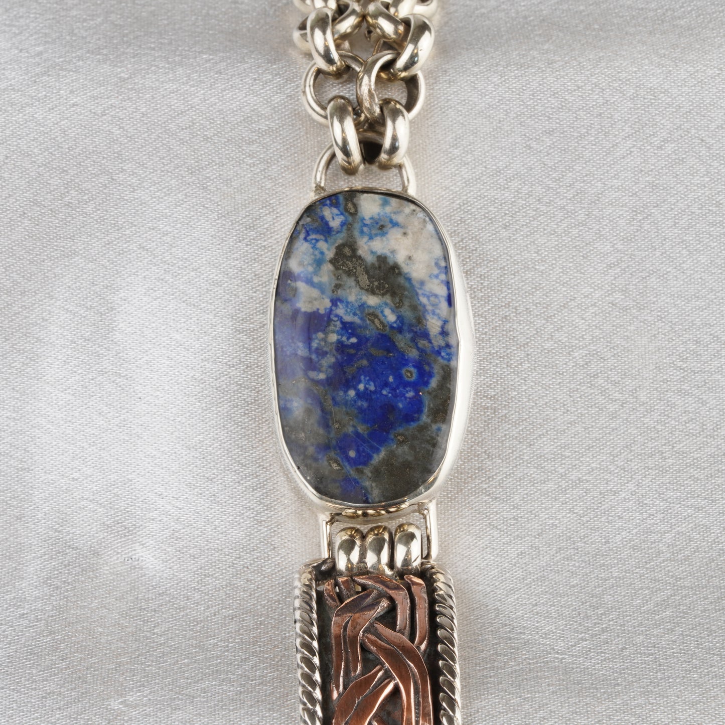 Handmade Lapis Lazuli Multi-Metal Artisan Bracelet | Sterling Silver, Copper, Bronze & Alpaca