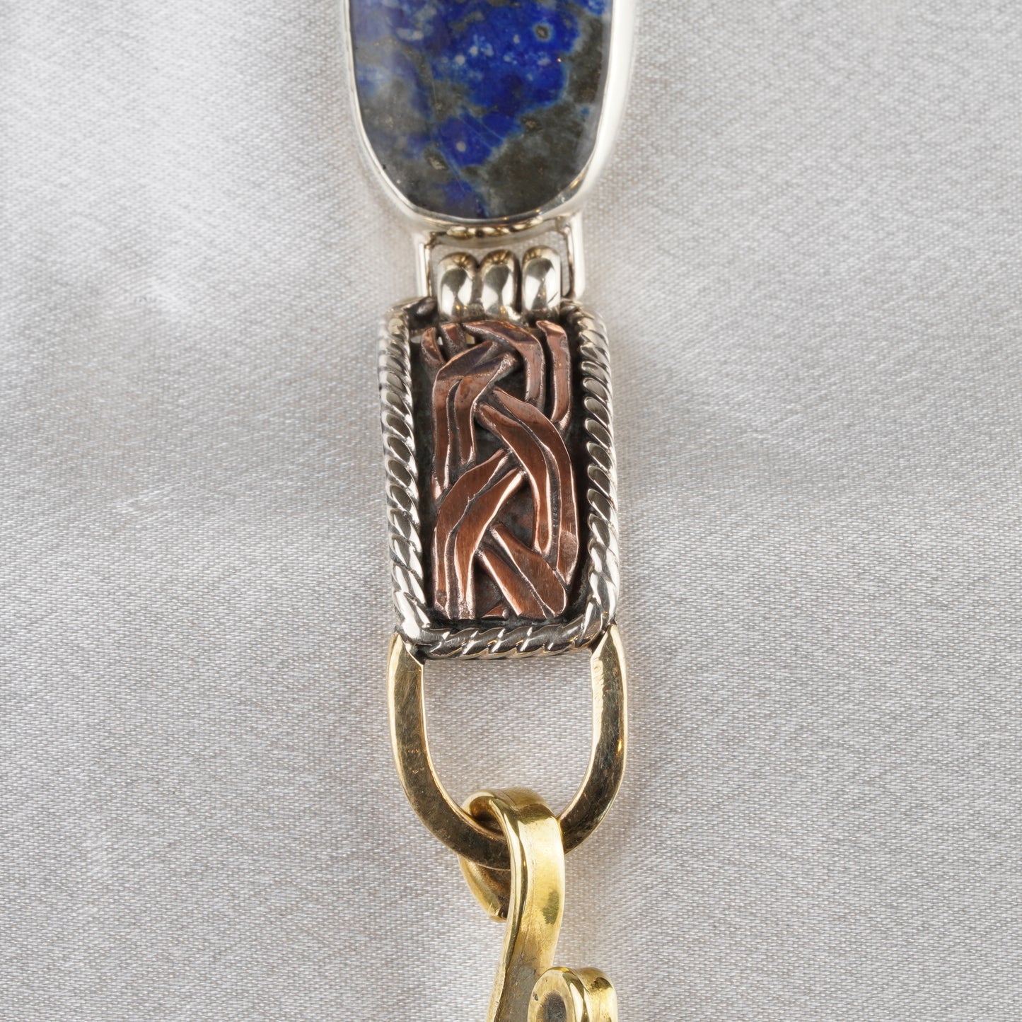 Handmade Lapis Lazuli Multi-Metal Artisan Bracelet | Sterling Silver, Copper, Bronze & Alpaca